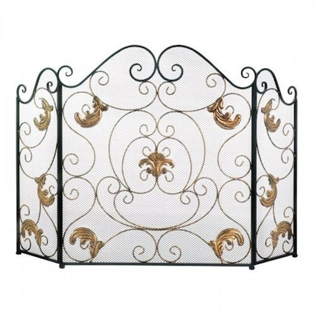 Accent Plus Accent Plus 10019006 Gold Fleur-De-Lis Fireplace Screen; Blue 10019006